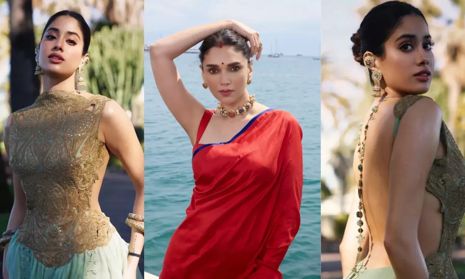 कान्स फेस्टिवल में छाया अदिति का सिंदूर लुक, जान्हवी की बैकलेस ड्रेस ने भी बटोरी लाइमलाइट; देखिए कैसे बिखेरा दोनों ने रेड कार्पेट पर जादू