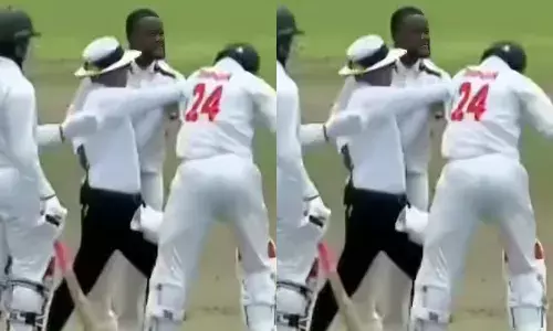 मैदान पर  हाथापाई