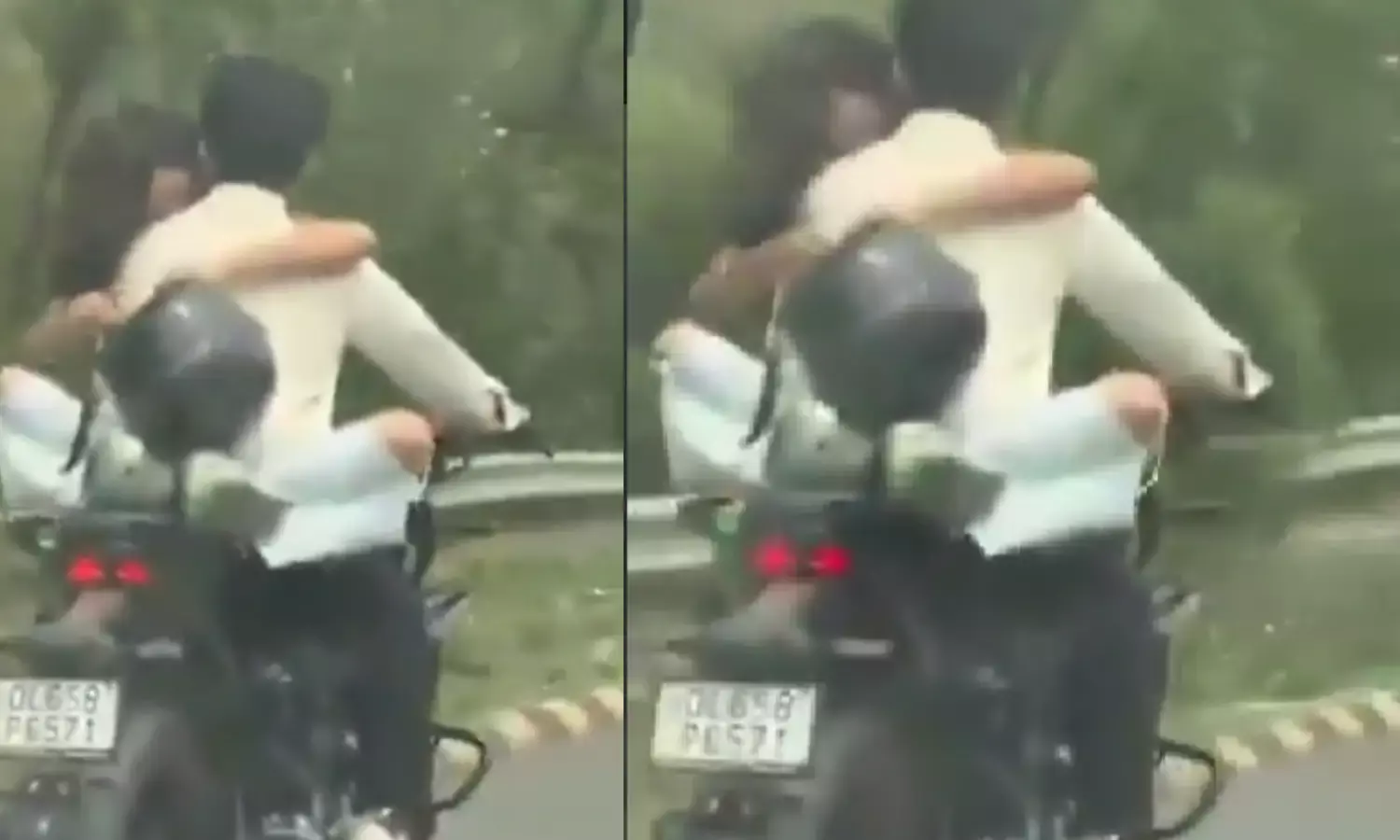 सड़क पर बाइक चलाते हुए हो रही थी इश्कबाजी, ट्रेफिक पुलिस ने काट दिया 53500 रुपए का चालान