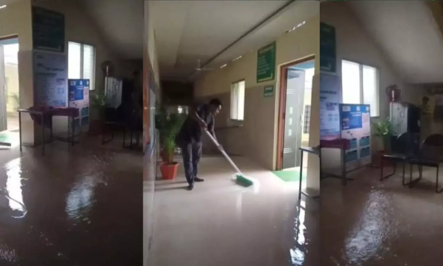 जिला अस्पताल में पहली बारिश में हुआ तर-बतर, वीडियो वायरल