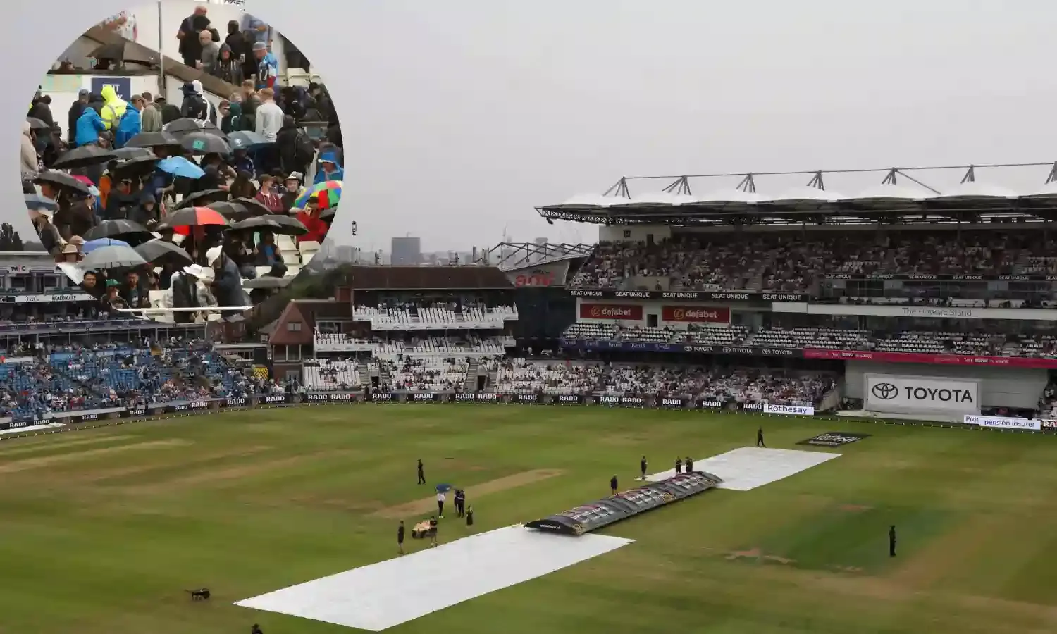 Rain stopped the game in Leeds