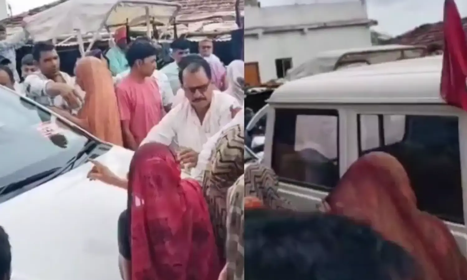 सीहोर में कच्ची सड़क से लोग परेशानम, राजस्व मंत्री करण सिंह वर्मा के काफिले के सामने महिलाओं का प्रदर्शन