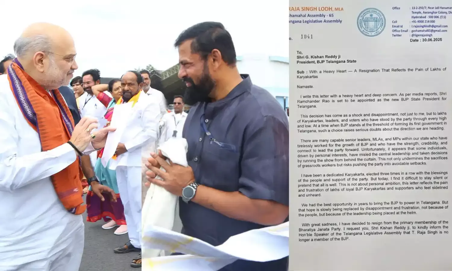 T Raja Singh Resigned T Raja Singh Resigned