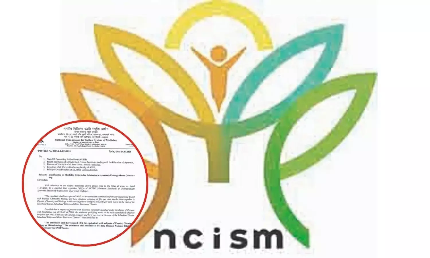 आयुर्वेद मेडिकल कॉलेजों में प्रवेश के लिए नीट अनिवार्य, 12वीं में न्यूनतम अंक प्रतिशत की शर्त हटी
