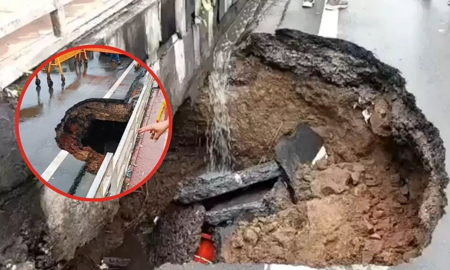 ग्वालियर-इंदौर के बाद भोपाल में धंसी सड़क, एमपी नगर की मेन रोड हुआ 8 फीट गहरा गड्ढा