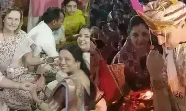 जयपुर में विदेशी जोड़ों ने हिंदू रीति से की शादी, मांग भरीं-7 फेरे लिए