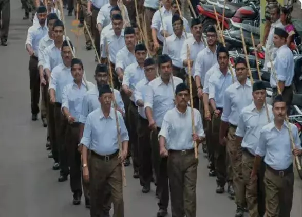 रहली में संघ का विशाल पथ संचलन