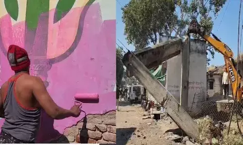 खंडवा में दरगाह परिसर पर गरजा प्रशासन का बुलडोजर, मदरसे को गुलाबी रंग से पुतवाया, 6 थानों की पुलिस रही मौजूद