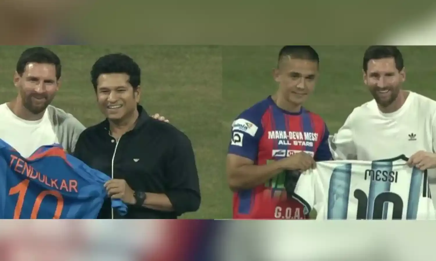 मुंबई में फुटबॉल सुपरस्टार से मिले मास्टर ब्लास्टर, मेसी को सचिन ने गिफ्ट में दी इंडियन जर्सी मुंबई में फुटबॉल सुपरस्टार से मिले मास्टर ब्लास्टर, मेसी को सचिन ने गिफ्ट में दी इंडियन जर्सी