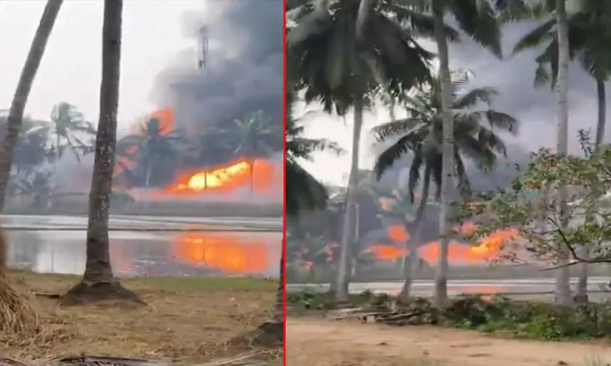 ONGC के तेल कुएं से गैस रिसावः ब्लास्ट के बाद लगी आग, तीन गांव खाली