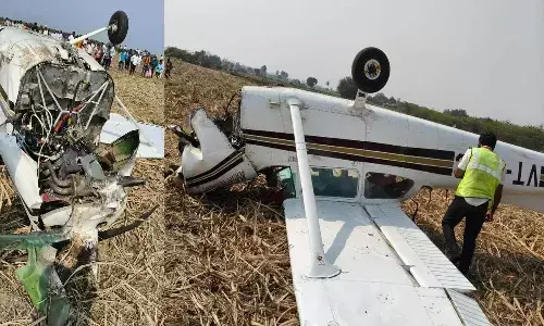 देश में फिर प्लेन हादसाः विजयवाड़ा में प्राइवेट ट्रेनी विमान क्रैश, पायलटों ने कूदकर बचाई जान
