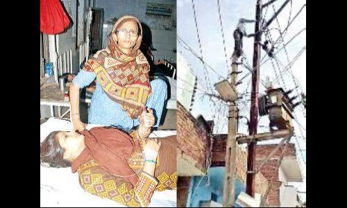 बिजली के ट्रांसफॉर्मर से घरों में फैला करंट, युवती घायल
