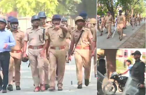 बीएचयू में हिंसक बवाल, पुलिस ने किया फ्लैग मार्च
