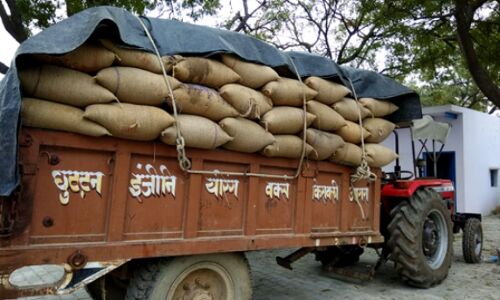 कालाबाजारी को जाती 140 गेहूँ की बोरी सहित एक पकड़ा