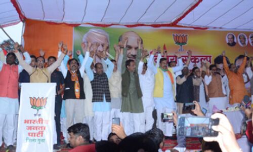 विजय संकल्प रैली में शिवराज, राकेश और गोपाल ने दिलाया संकल्प, मोदी जिताओ, देश बचाओ