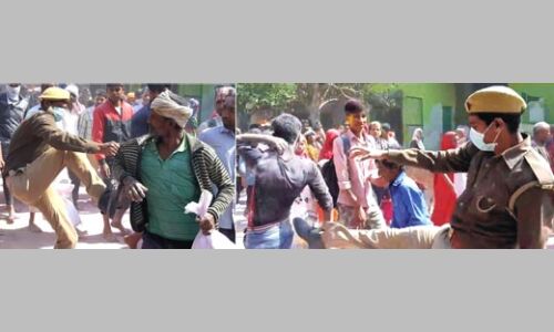पुलिस ने परिक्रमार्थियों संग दिखाई दबंगई