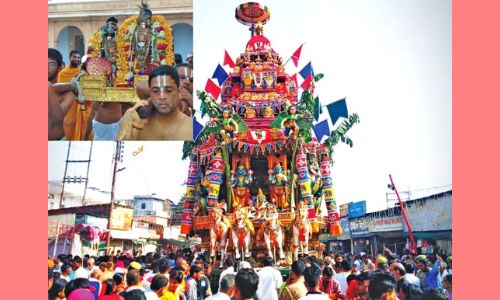 श्रीगोदारंगमन्नार ने चंदन की लकड़ी के विशालयकाय रथ में दिए दर्शन