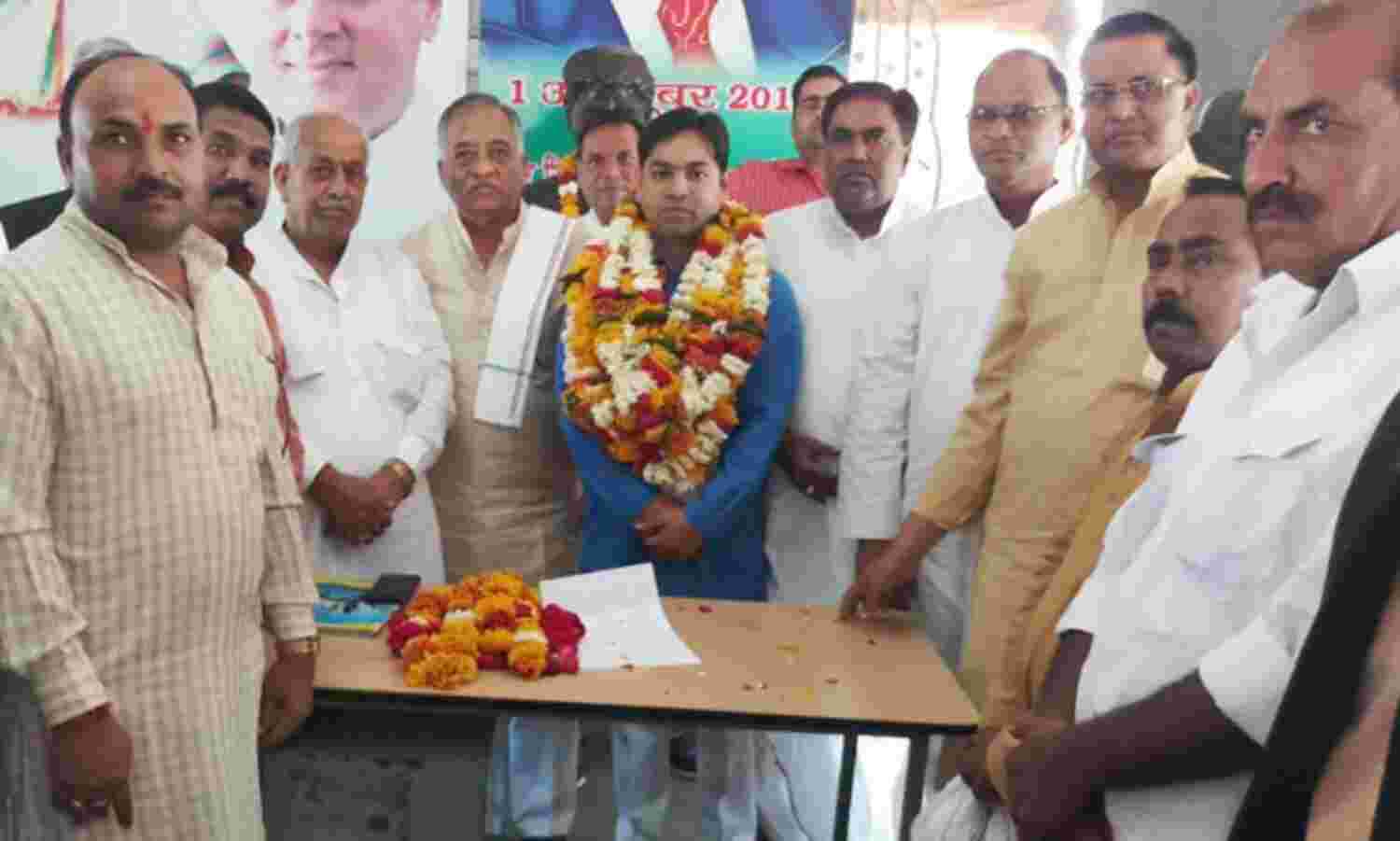 संजय यादव का कांग्रेस कार्यालय पर स्वागत