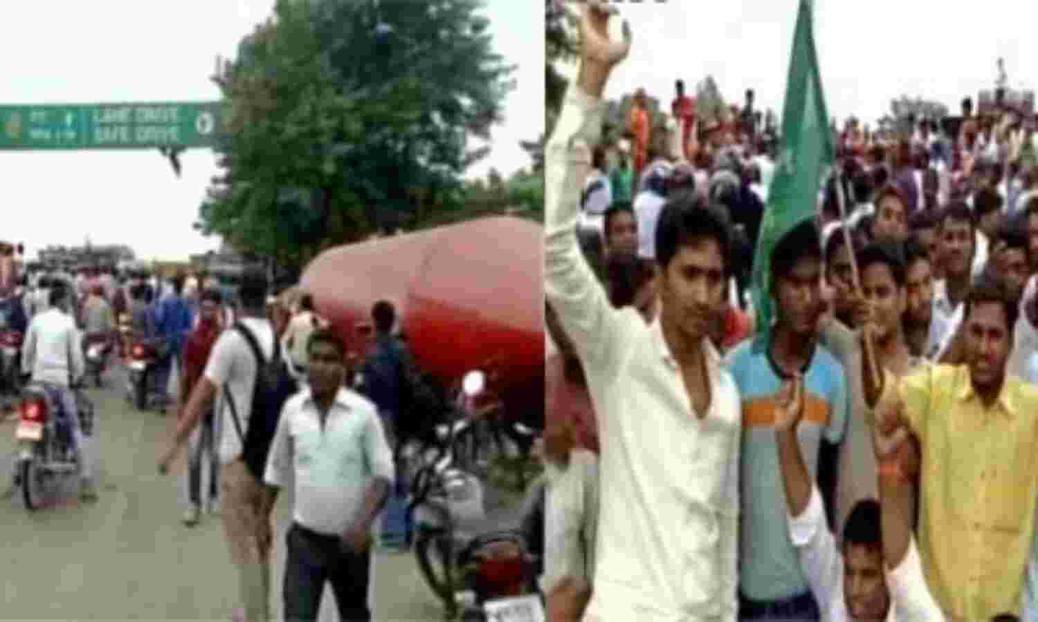 राजद समर्थकों ने गांधी सेतु पर जाम लगाया