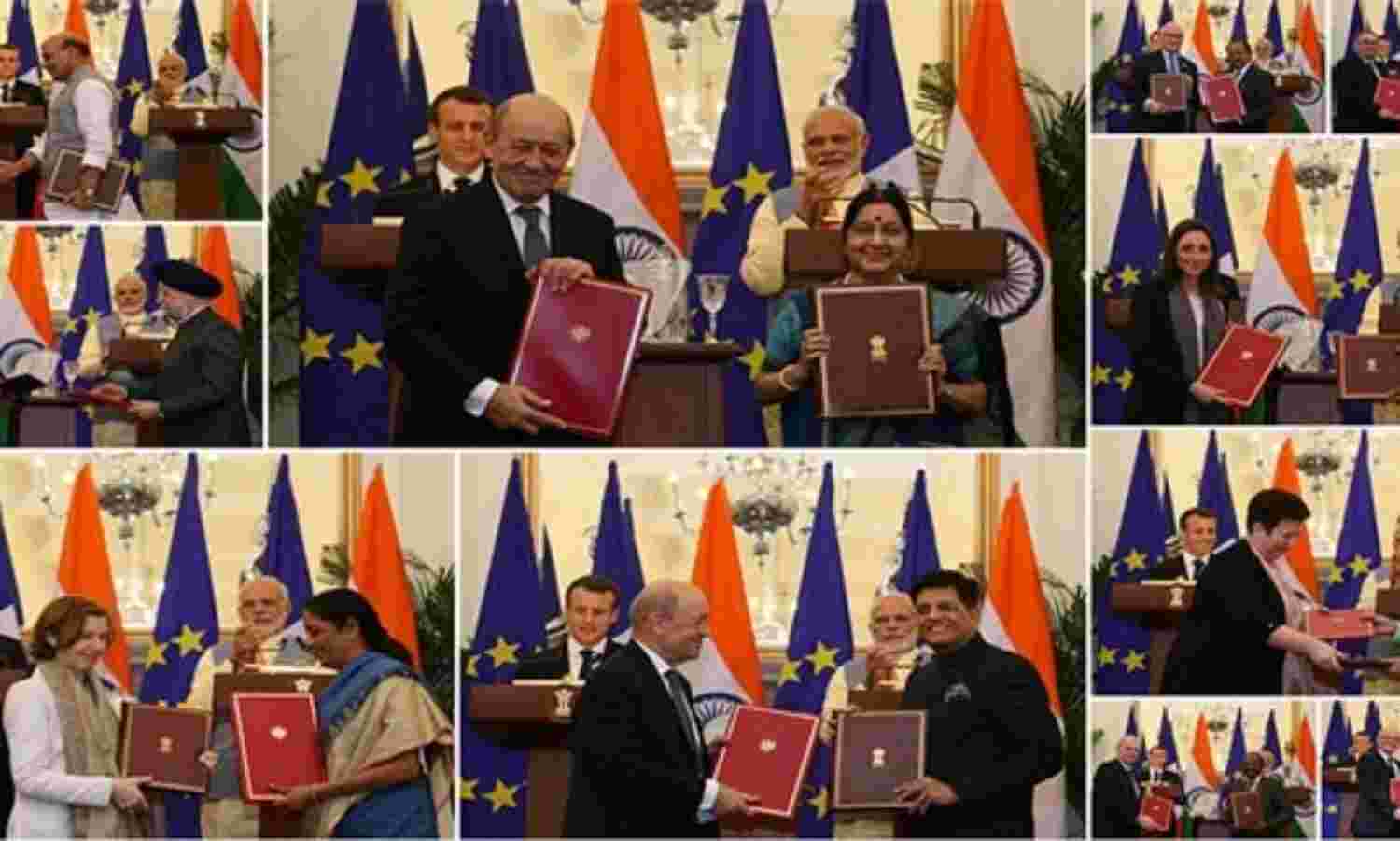 भारत-फ्रांस के बीच 14 समझौतों पर हस्ताक्षर, मेक्रोन-मोदी बने गवाह